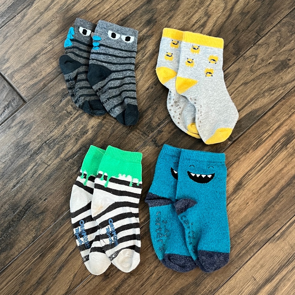 Four Pairs Monster Themed Socks